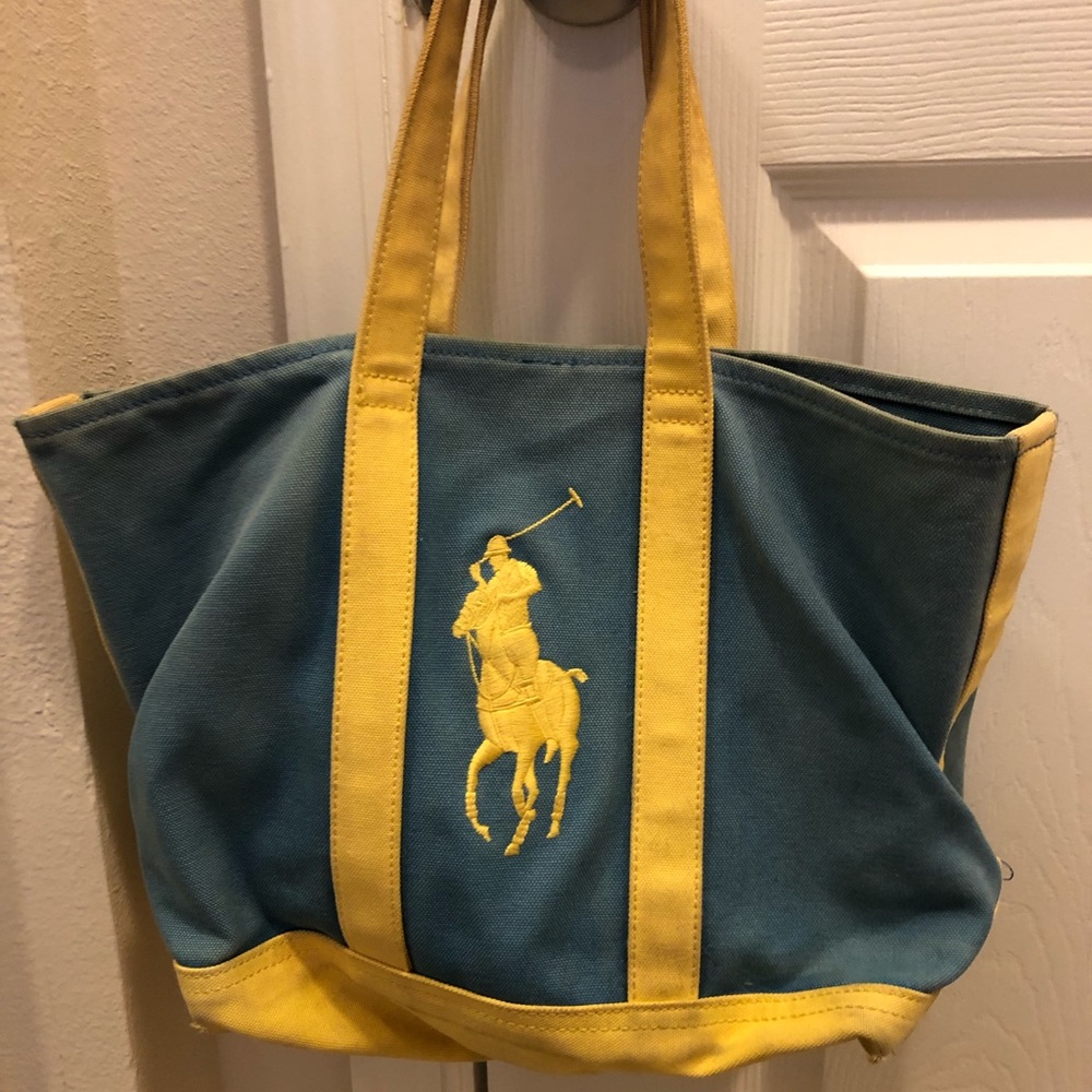 Ralph Lauren blue + yellow tote bag